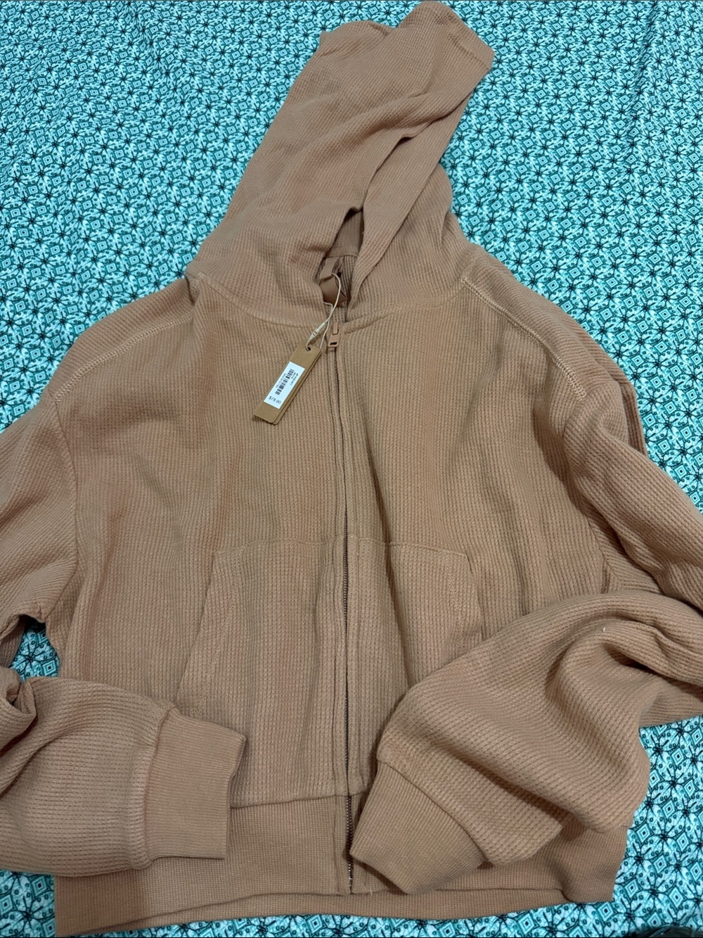 SKIMS Ribbed Zip Hoodie in Camel